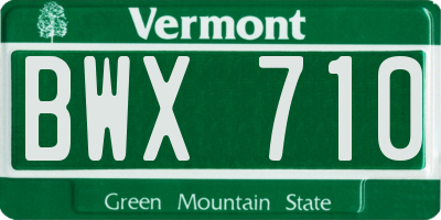 VT license plate BWX710