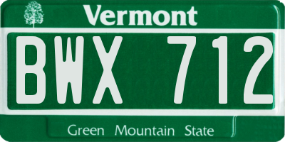 VT license plate BWX712