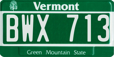 VT license plate BWX713
