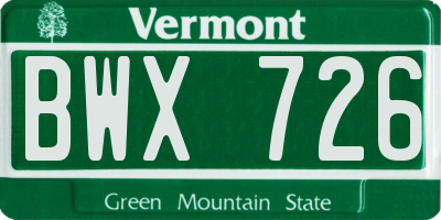 VT license plate BWX726