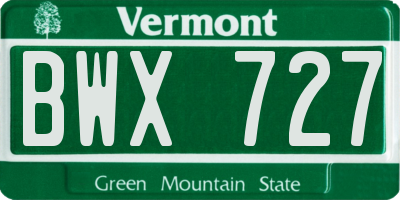 VT license plate BWX727