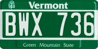 VT license plate BWX736