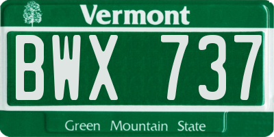 VT license plate BWX737