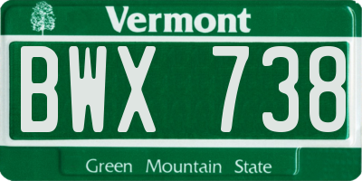 VT license plate BWX738