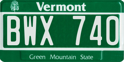 VT license plate BWX740