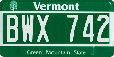 VT license plate BWX742
