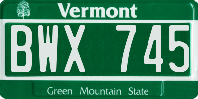 VT license plate BWX745