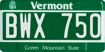 VT license plate BWX750