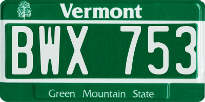 VT license plate BWX753