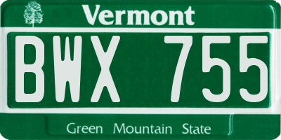VT license plate BWX755