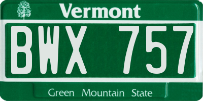 VT license plate BWX757