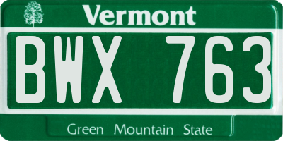 VT license plate BWX763