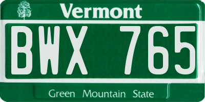 VT license plate BWX765