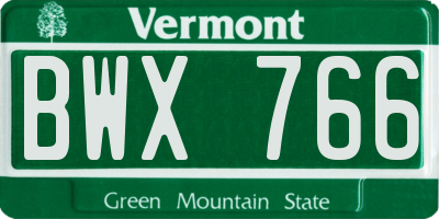 VT license plate BWX766