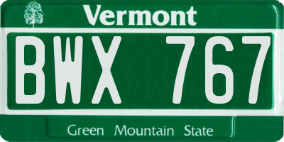 VT license plate BWX767