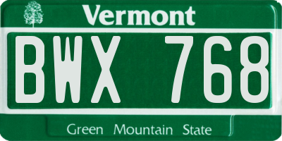 VT license plate BWX768