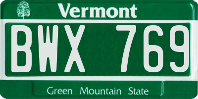 VT license plate BWX769