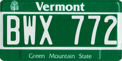 VT license plate BWX772