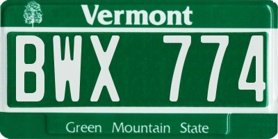 VT license plate BWX774