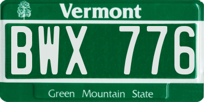 VT license plate BWX776
