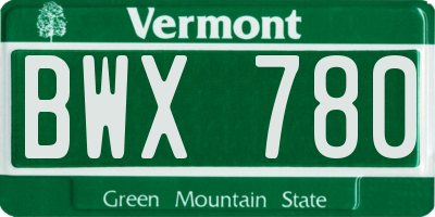 VT license plate BWX780