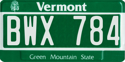 VT license plate BWX784