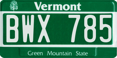 VT license plate BWX785