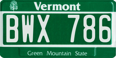 VT license plate BWX786