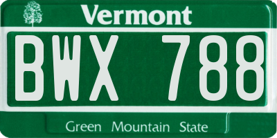 VT license plate BWX788