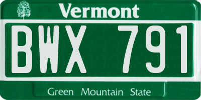 VT license plate BWX791