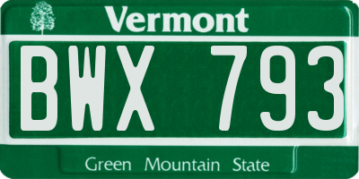 VT license plate BWX793