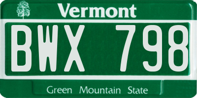 VT license plate BWX798