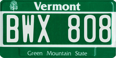 VT license plate BWX808