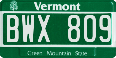 VT license plate BWX809