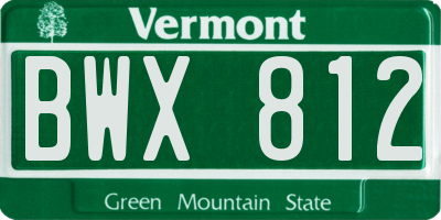 VT license plate BWX812