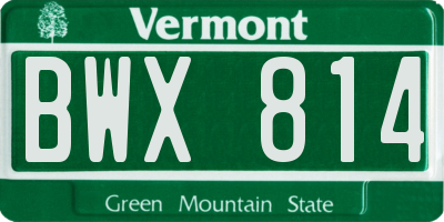 VT license plate BWX814