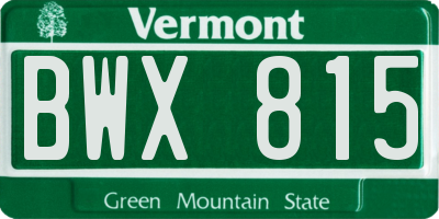 VT license plate BWX815
