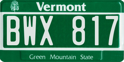 VT license plate BWX817