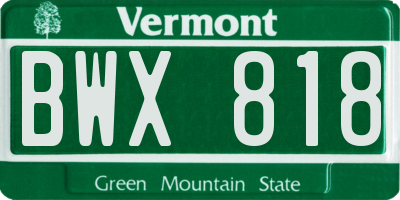 VT license plate BWX818