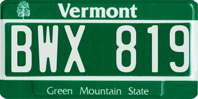 VT license plate BWX819