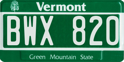 VT license plate BWX820