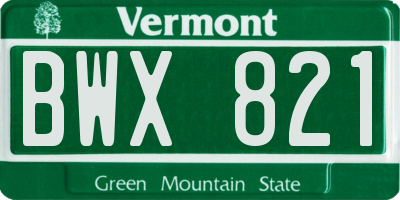 VT license plate BWX821