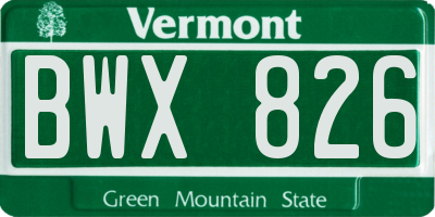 VT license plate BWX826