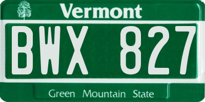 VT license plate BWX827