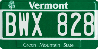 VT license plate BWX828