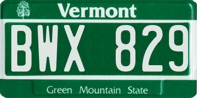 VT license plate BWX829