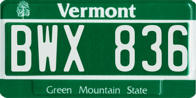 VT license plate BWX836