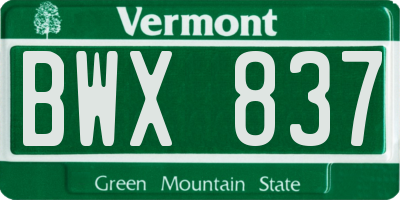 VT license plate BWX837