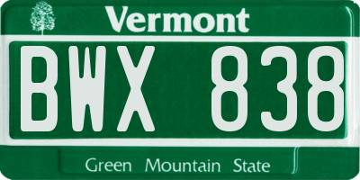 VT license plate BWX838