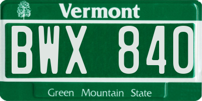 VT license plate BWX840